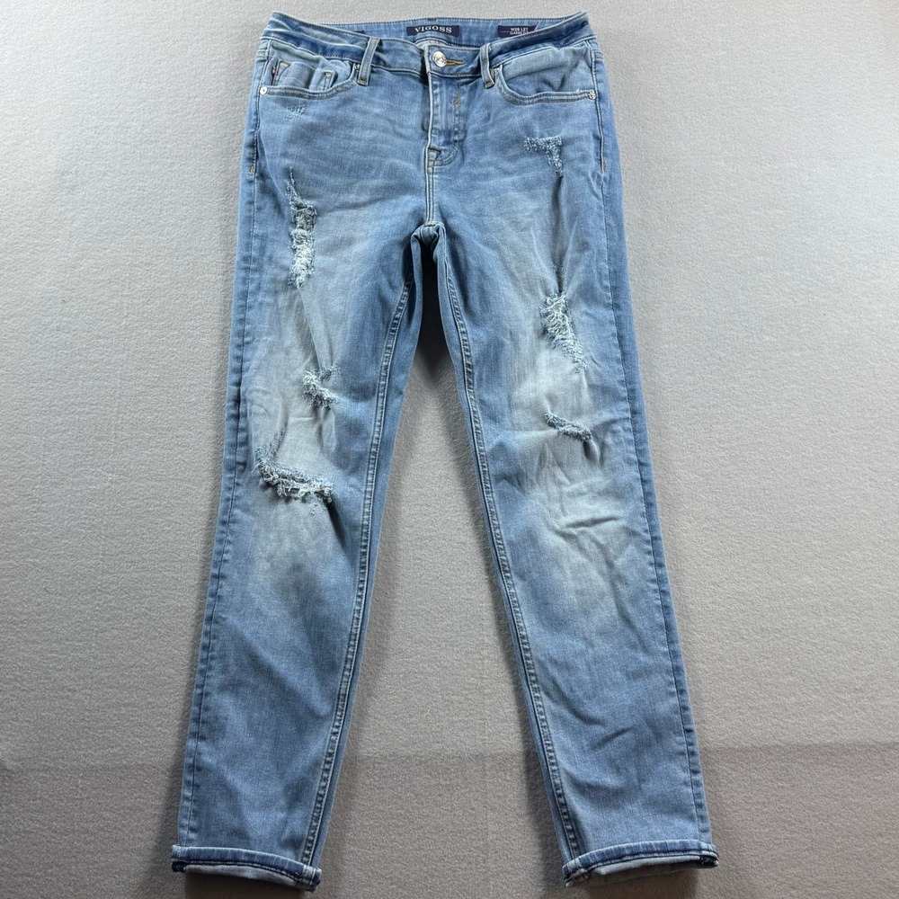Vigoss Chelsea Skinny Jeans Women 28 Blue Distressed Classic Fit